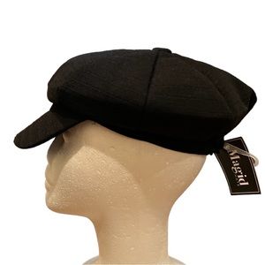 NEW classic WOOL Gavroche Newsboy style black hat Sz OS